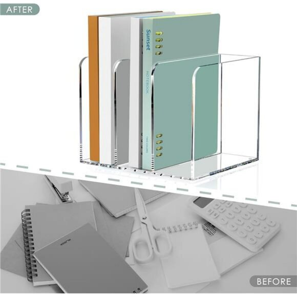 Clear acrylic file folder organizer magazine holder desk storage rack - Picture 7 of 8